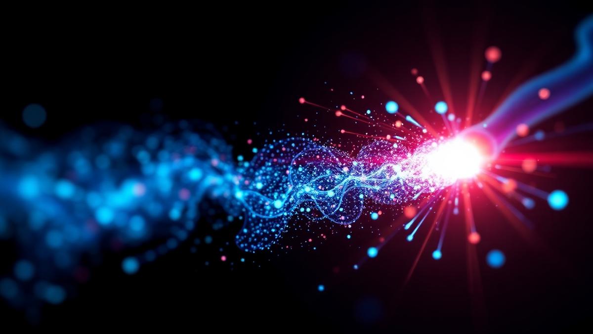 Abstract visualization of AI image generation with light particles forming an image